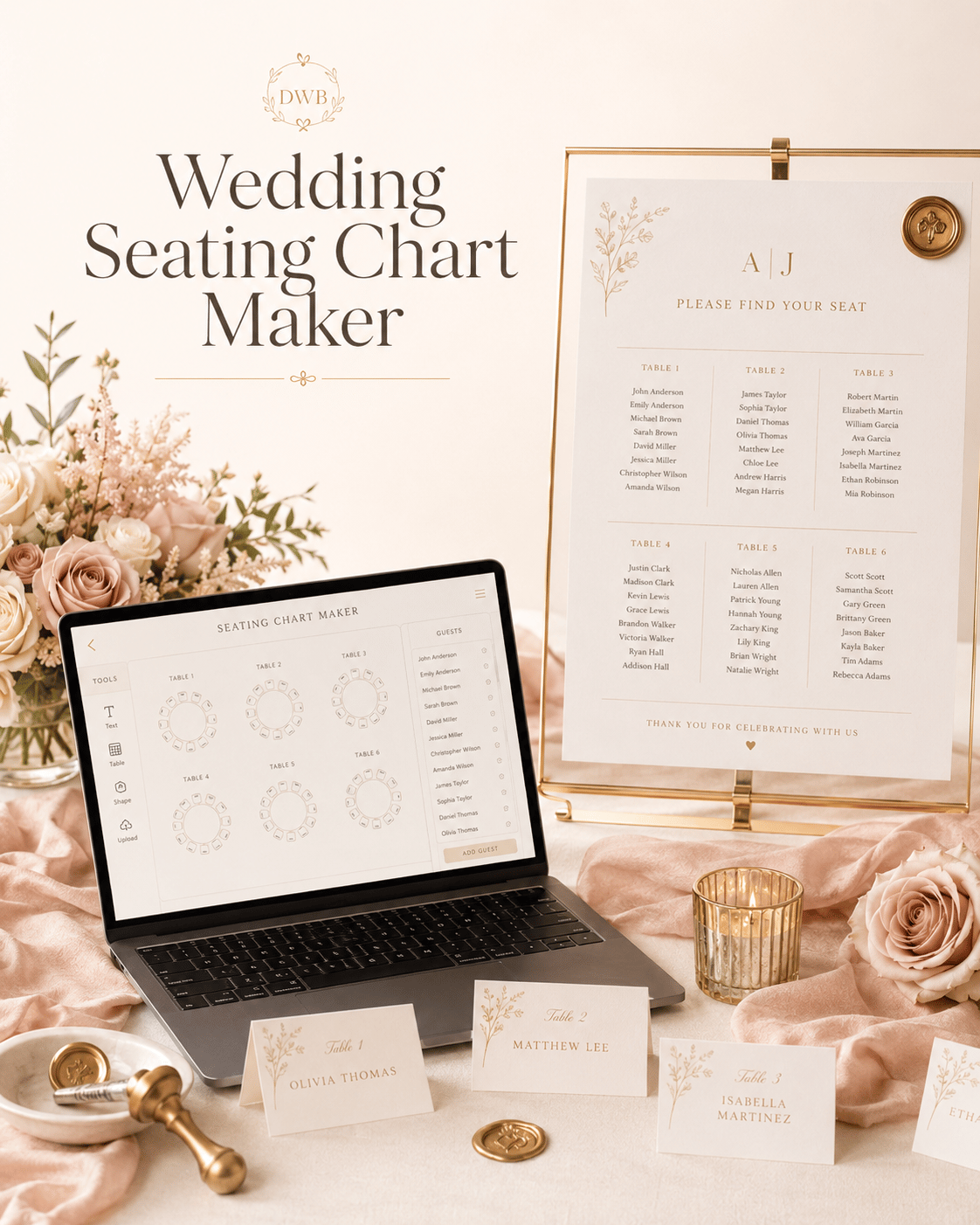 Wedding Seating Chart Maker dashboard and file preview